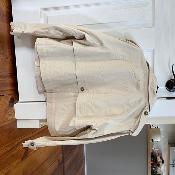 Calvin Klein Cream Cropped Double-Breasted Trench Jacket - Picture 5 of 9